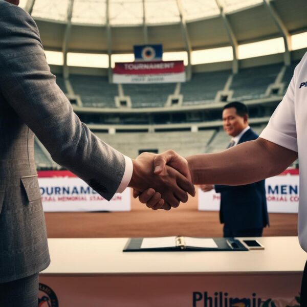 Tournament organizer handshake