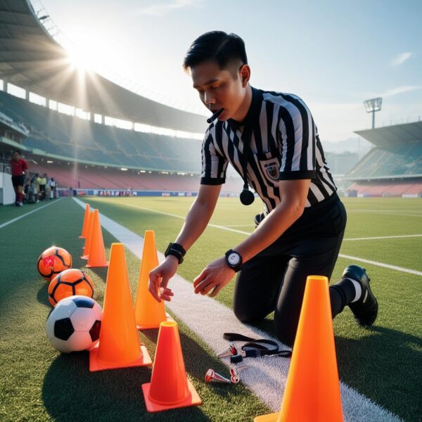 Referee checks gear