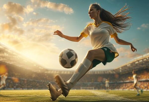 Women sprinting ball